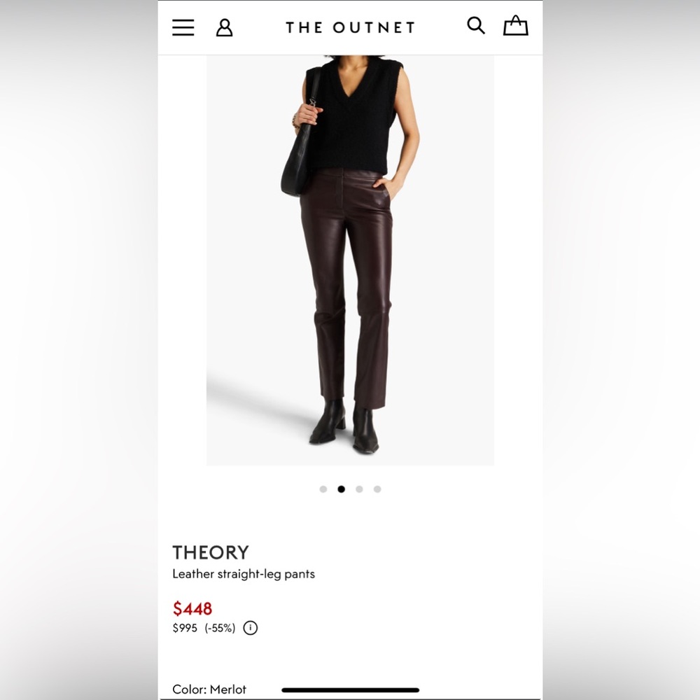 Theory Merlot leather pants